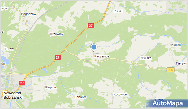 mapa Kaczenice, Kaczenice na mapie Targeo